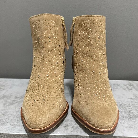 Zara Suede Gold Studded Ankle Boots/Booties Size 36 US 6 - Picture 4 of 16